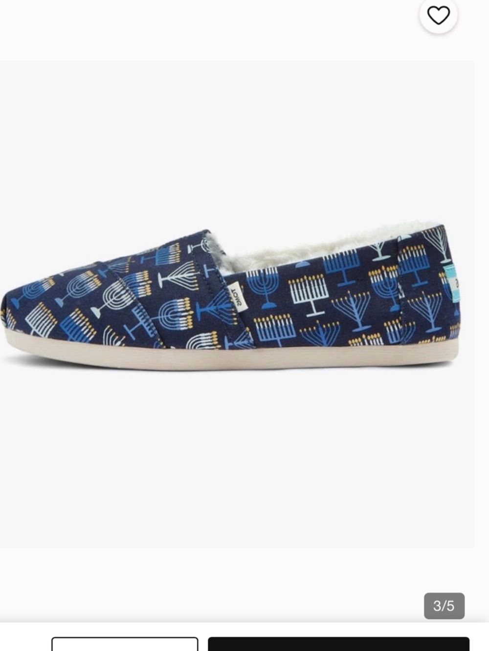 Toms faux fur lined navy menorah slippers nib sz 6 m